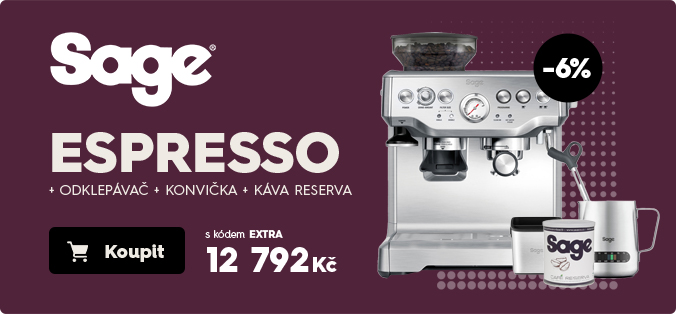BES875BSS Espresso SAGE + Odklepávač BES100 + Konvička BES003 + 